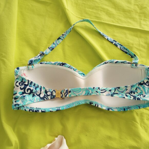 Lilly Pulitzer Bikini Lagoon Sarong Light Aqua Spritz Swimsuit top 8, bottom 10 - Picture 5 of 8